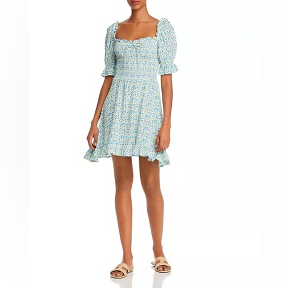 Faithfull the Brand Donna 🌸 floral-print crepe mini dress Size 4/Small - Picture 2 of 12
